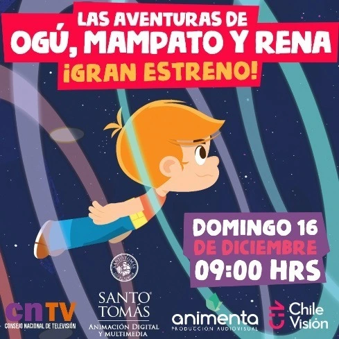 Afiche Las aventuras de Ogu, Mampato y Rena en azul